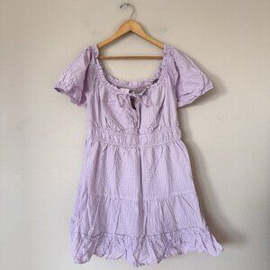Lost & Wander Lilac Fit and Flare Dress Womens Size Large New Subtle Plaid